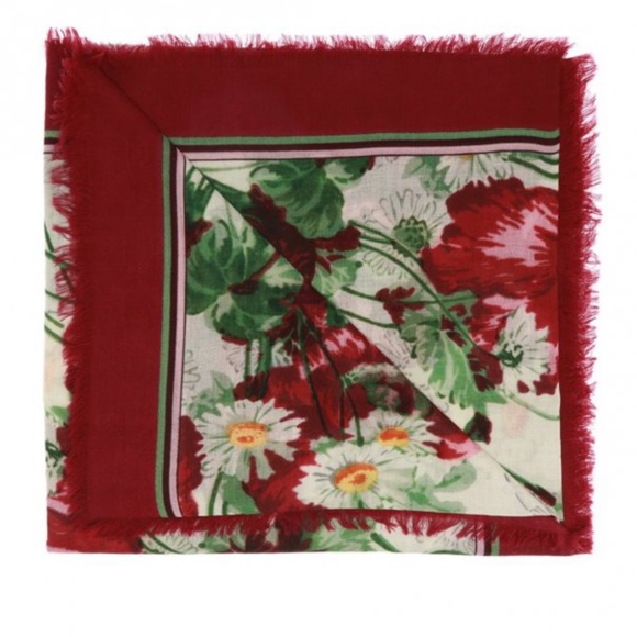 GUCCI  FLORAL MOTIF SCARF - Picture 1 of 7